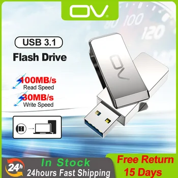 OV USB 3.0 Flash Lemez Fém Pendrive 32GB 64GB 128GB Nagy sebességű Pocket Flash memória Pen Drive Plug and Play