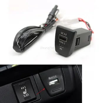 Autós töltő C TÍPUSÚ PD QC3.0 USB interfész kettős aljzatú telefontöltő Toyota RAV4 rav4 XA50 2019 2020