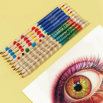 10db Szivárványszínű ceruzák Kreatív írószerek Négyszínű ceruza Négy színű Ugyanaz a magceruza rajzoláshoz Irodai tanszerek
