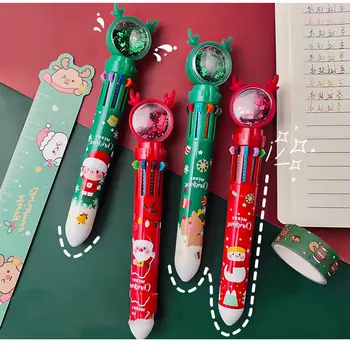 1db Ajándékok jávorszarvas karácsonyt Fiú boldog karácsonyt Mikulás írószer Karácsonyi golyóstoll Tíz színű toll