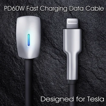  autós töltőkábel a Tesla Model 3 Model Y 2021-2023 mobiltelefon-töltőkábelhez 60 W-os gyorstöltő kábel autós kiegészítők