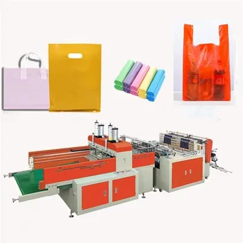4 sor 2 rétegű hőszigetelő és hidegvágó polietilén HDPE LDPE póló bevásárlótáska gép Szemeteszsák-készítő gép