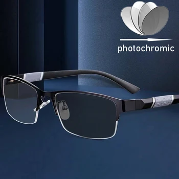 Anti Blue Light Smart kültéri színváltó mínusz szemüveg kész női férfi félkeret fotokróm rövidlátó szemüveg