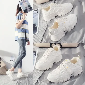 Fehér cipők Női cipők 2023 Téli új gyapjúbélésű platform Szabadidős sport Diák Tábla cipők Pamut cipők