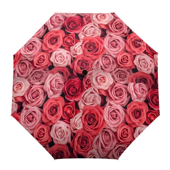 Valentin-napi virág és rózsa napernyő kültéri teljesen automata nyolc csont esőernyő ajándék felnőtt gyermek esernyők