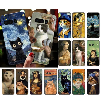 Van Gogh Gustav Klimt Mona Lisa Fun macskatelefon tok Google Pixel 8 7 Pro 7A 7 6A 6 Pro 5A 4A 3A Pixel 4 XL 5 6 4 3 3A XL telefonhoz