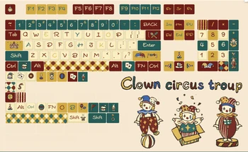 131 Key Clown Circus Troup billentyűsapkák PBT cseresznye profil billentyűsapkák Ötoldalas szublimációs billentyűsapka mechanikus billentyűzet billentyűsapka készlethez