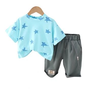 Új nyári kislány ruhák Gyermek ruhák Gyermek ruhák Csecsemő fiúk alkalmi póló rövidnadrág 2db/szettek Kisgyermek jelmez Gyerek tréningruhák