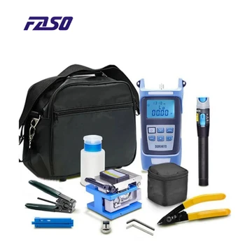 FTTH szerszámkészlet-táska, kiváló minőségű sztriptízkészítővel/bárddal/teljesítménymérővel/VFL-lel és egyéb száloptikai berendezésekkel