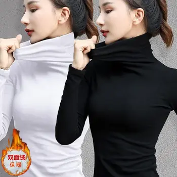 pólók 2023 tavasz Tél Új nők kapucnis egyszínű karcsú szabású hosszú ujjú pólók Munkafelsők Alapok felsők Streetwear T286