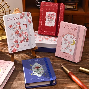 Romantikus Rose sorozat Pocket Art Style Kiváló jegyzetfüzet Retro napló Kis hordozható Könyv Megjegyzés Könyv jegyzetfüzet Acessórios