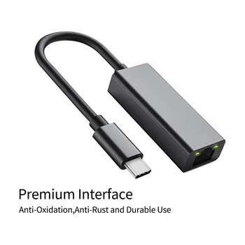 ZLRMHY USB Type-C - RJ45 Ethernet kiegészítő kábel LED jelzőfény Plug and Play kompatibilis a MacBook Pro / MacBook / iPad Pro 2018 készülékkel