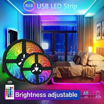 USB LED Strip Light RGB 5050 rugalmas TV háttérvilágítású lámpa 5V szalag távirányítóval szoba Smart TV karácsonyi parti LED fény