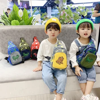 Gyermek táska rajzfilm aranyos dinoszaurusz válltáskák fiúknak divatvászon pénztárca lányok cipzáras érme pénztárca gyerekek crossbody táska