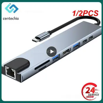 1 / 2PCS hub USB C 3 HDMI-kompatibilis PD töltés 5/6/8/11 Portok Dokkoló állomás RJ45 PD-vel TF SD USB Hub 3 0 Splitter Macbookhoz