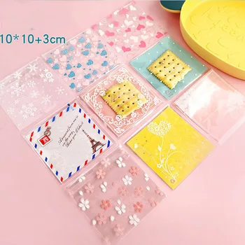 100db / tétel 10cm átlátszó cukorka táska átlátszó műanyag zacskó süti OPP táska esküvőre születésnapi parti dekoráció DIY ajándékcsomagoló tasak