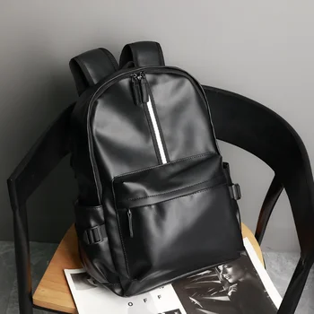 Fashion férfi hátizsák Kültéri USB utazótáskák Nagy kapacitású 15,5 hüvelykes laptop hátizsák puha PU bőr férfi hátizsákok Mochila
