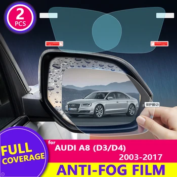 Teljes fedélű ködgátló esőálló film Audi A8 D3 D4 2003 ~ 2017 4E 4H autó visszapillantó tükörvédő kiegészítők S8 A8L 2015 2016