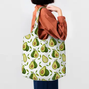 Avokádó mintás bevásárlótáska női vállvászon táska hordozható gyümölcs Vegán élelmiszerboltok Bevásárlótáskák Fotózás kézitáskák