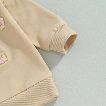 Csecsemő kislány ruhák Vicces betűk Baba pulóver felsők Melegítőnadrág pulóver 2 részes téli őszi ruhák