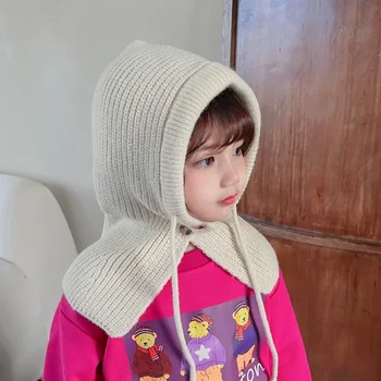 Baby Warm gyerekkalap kendővel Divatos cukorka színű sapka Sál gyerekeknek Kisgyermek fiú lány Őszi téli kültéri sapka