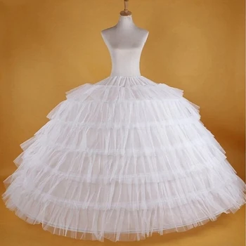 Hot Sale 6 karikás nagy fehér alsószoknya szuper bolyhos Krinoline csúszós alsószoknya esküvői ruhához Esküvői ruha