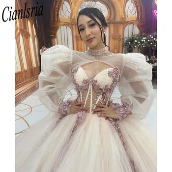 Mexikó pezsgős kedvesem báli ruha Quinceanera ruha lánynak gyöngyös 3D virágok születésnapi parti ruhák báli ruhák édes 16
