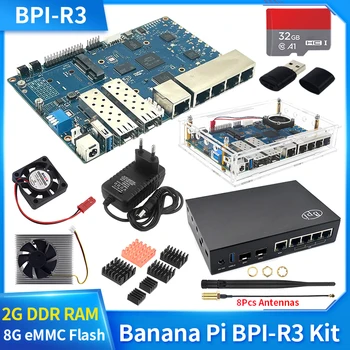 Banana Pi BPI R3 router Board 2G DDR RAM 8G eMMC Flash with MediaTek MT7986 négymagos ARM A53 + MT7531A chip design támogatás WiFi