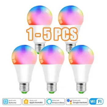 1-5PCS Homekit WIFI Smart Bulb E27 RGBCW szabályozható izzó 12W LED lámpa alkalmazás / hang / időzítő vezérlés Siri Alexán keresztül Google Home