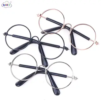 1db 20cm Baba szemüveg Kiváló minőségű 3 színű kerek keret lencse nélküli szemüveg Játék miniatűr szemüveg kiegészítők