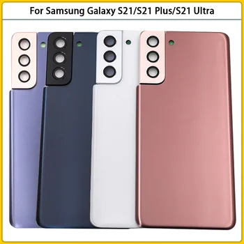 Samsung Galaxy S21 Plus / S21 Ultra G998 akkumulátorhoz Hátlap S21 hátsó ajtó üvegpanel házház tok Kamera lencséjének hozzáadása