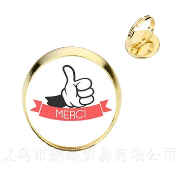 Merci Maitresse gyűrűk klasszikus ékszer idézet 16 mm-es üveg kabochon állítható gyűrű kézzel készített ajándék tanárnak