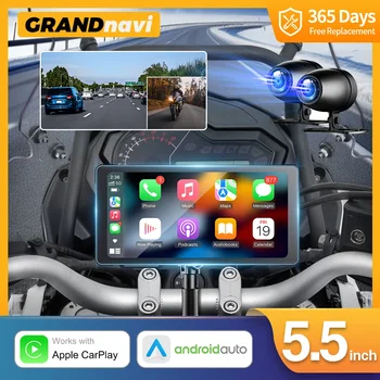 5.5inch motorkerékpár autó monitor GPS navigáció IP66 vízálló vezeték nélküli Android Auto Carplay képernyő IPS kijelző motorkerékpár rádió