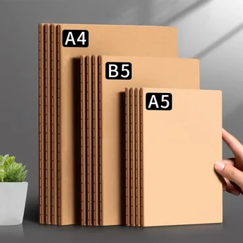 A5 B5 A4 Notebook To-Do Bélelt papír Napló Vázlatfüzet Kraft Papír Napi Könyv Jegyzetfüzet Iskolai kellékekhez Írószerek
