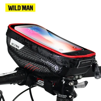 WILD MAN kerékpáros táska 6,0 hüvelykes telefontok érintőképernyő MTB országúti kerékpár felső első cső esőálló kemény héjú táska kerékpáros kiegészítők
