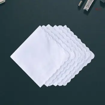 30x30cm Férfi Női pamut zsebkendők Egyszínű fehér Hankies zsebkendő Szögletes törölköző DIY festés Zsebkendők nőknek