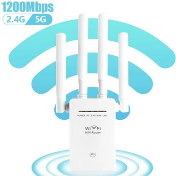 WiFi hosszabbító erősítő 1200Mbps WiFi jelismétlő WiFi erősítő Wi Fi jel 802.11N Nagy hatótávolságú vezeték nélküli Wi-Fi jelismétlő Access Point