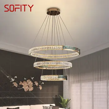 SOFITY Kortárs kristály függő függő LED lámpák Luxus kerek gyűrűk Csillár lámpa Home For Living Dining Room