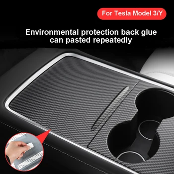 Tesla Model 3 Y esetén Középkonzol panel Központi vezérlőcsésze Ultravékony ABS burkolat illeszkedés eredeti autóvédő dekorációs tapasszal