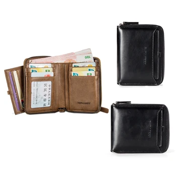 Férfi pénztárcák Retro PU bőr Vízszintes pénztáskák Nagy kapacitású kártyatáska Fiatal férfi hitelkártya-tartók Cipzáras érme pénztárcák