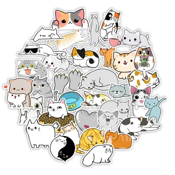 50Pcs aranyos macska matricák PVC Kawaii Kitty rajzfilm ital matrica matrica lányoknak DIY laptop írószer vizes palack matricák
