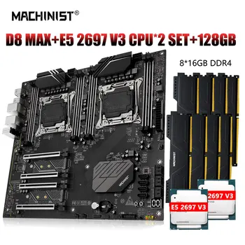 MACHINIST X99 Xeon Kit alaplap szett LGA 2011-3 E5 2697 v3 Dual CPU processzor ECC DDR4 8*16GB memória M.2 NVME ssd E-ATX D8 MAX