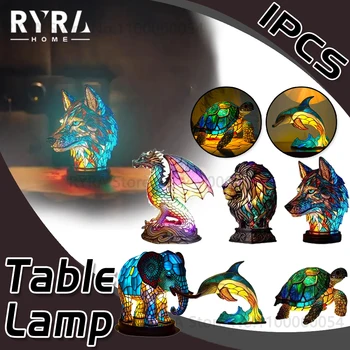 2024 Állati asztali lámpa sorozat Ólomüveg állatok alakja asztali lámpa 3D állat alakú asztali lámpák otthoni dekorációkhoz