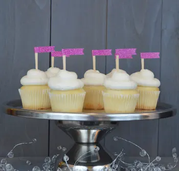 fushia csillogó cupcake toppers esküvői leánybúcsú Leánybúcsú dekoráció lány születésnapi csemege ételválasztás
