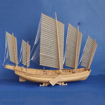 1/60 Hajó modell DIY szimuláció Homokhajó papír modell készlet Kínai vitorlás hajó modell ajándékgyűjtemény modell játék