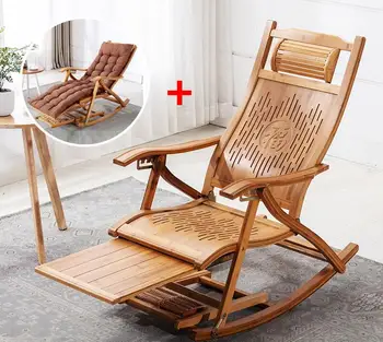 Modern összecsukható bambusz hintaszék lounge ágy felnőtteknek Fa padló kialakítása Meditációs karosszék hinta bútorok
