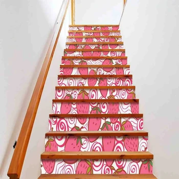 Eper lépcső matricák Piros nyári gyümölcs lépcső matrica matricák Kawaii gyümölcsök lépcsők Felszálló lépcső falfestmények Kezdőlap Beltéri dekoráció