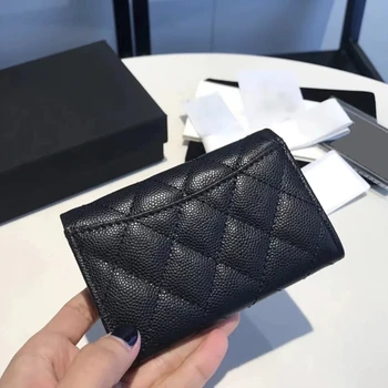 AAAAA Pénztárca Női érme pénztárca Valódi bőr hitelkártya tartó Marhabőr Flip kaviár rács minta Luxus Top Designer
