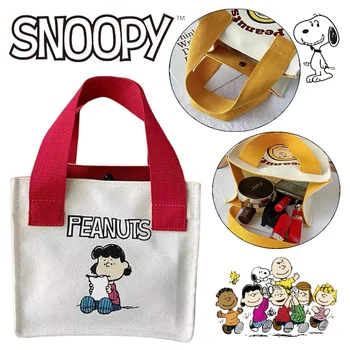 Kawaii Snoopy vászon kormány Multifunkciós divat alkalmi környezetbarát bevásárlótáska Női nagy kapacitású táskák
