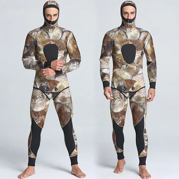 5MM neoprén nedves ruha Kétrészes álcázás hideg és meleg víz alatti vadászathoz Szigonyhorgászat Snorkeling szörfruha